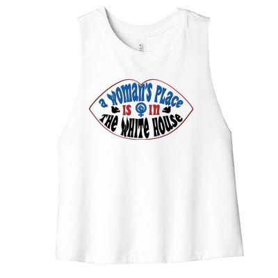 Cute Patriotic Rwb A Womans Place Is In The White House Women's Racerback Cropped Tank