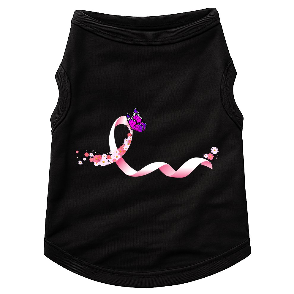 Cute Pink Ribbon Butterfly Breast Cancer Awareness Doggie Tank
