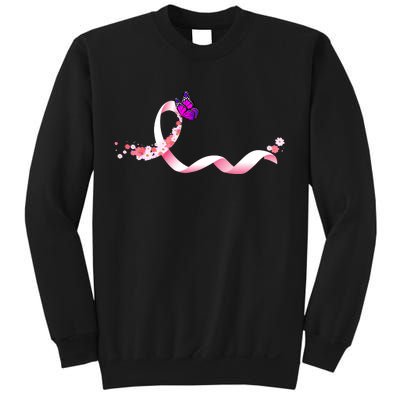 Cute Pink Ribbon Butterfly Breast Cancer Awareness Sweatshirt