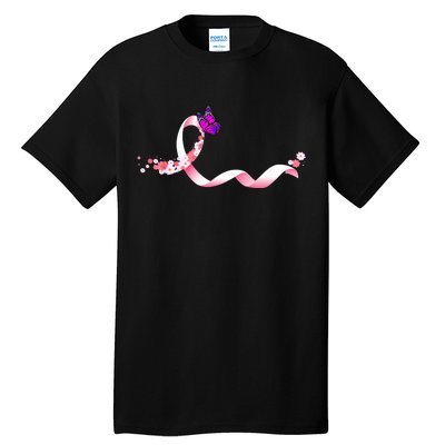 Cute Pink Ribbon Butterfly Breast Cancer Awareness Tall T-Shirt