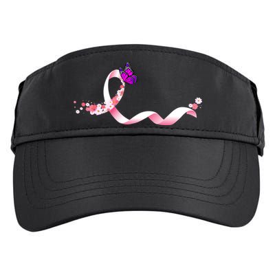 Cute Pink Ribbon Butterfly Breast Cancer Awareness Adult Drive Performance Visor