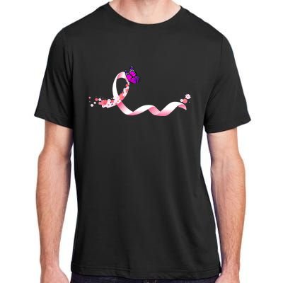 Cute Pink Ribbon Butterfly Breast Cancer Awareness Adult ChromaSoft Performance T-Shirt