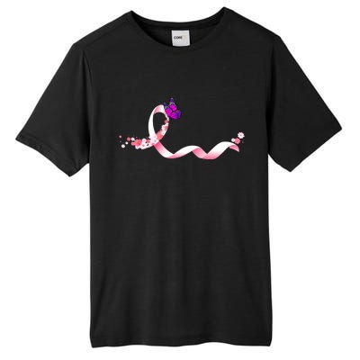 Cute Pink Ribbon Butterfly Breast Cancer Awareness Tall Fusion ChromaSoft Performance T-Shirt