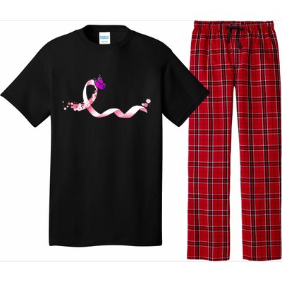 Cute Pink Ribbon Butterfly Breast Cancer Awareness Pajama Set