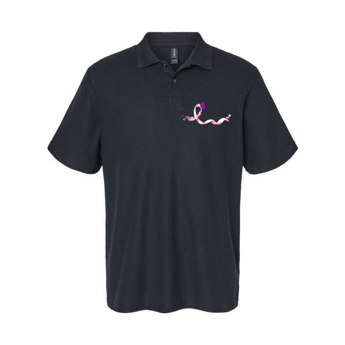 Cute Pink Ribbon Butterfly Breast Cancer Awareness Softstyle Adult Sport Polo