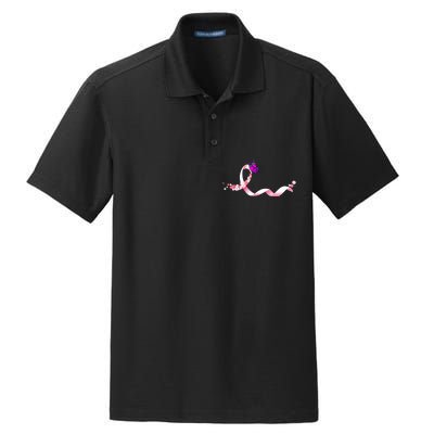 Cute Pink Ribbon Butterfly Breast Cancer Awareness Dry Zone Grid Polo