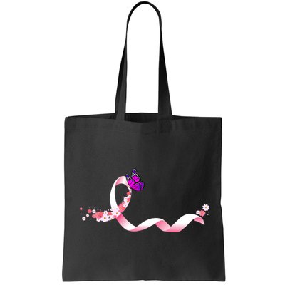 Cute Pink Ribbon Butterfly Breast Cancer Awareness Bag