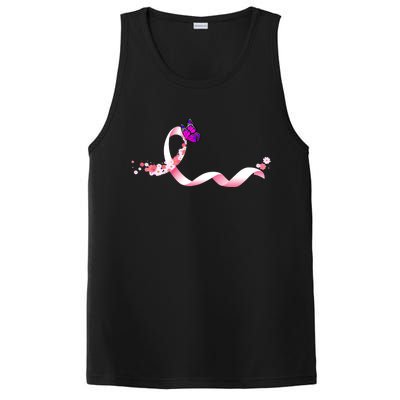 Cute Pink Ribbon Butterfly Breast Cancer Awareness PosiCharge Competitor Tank