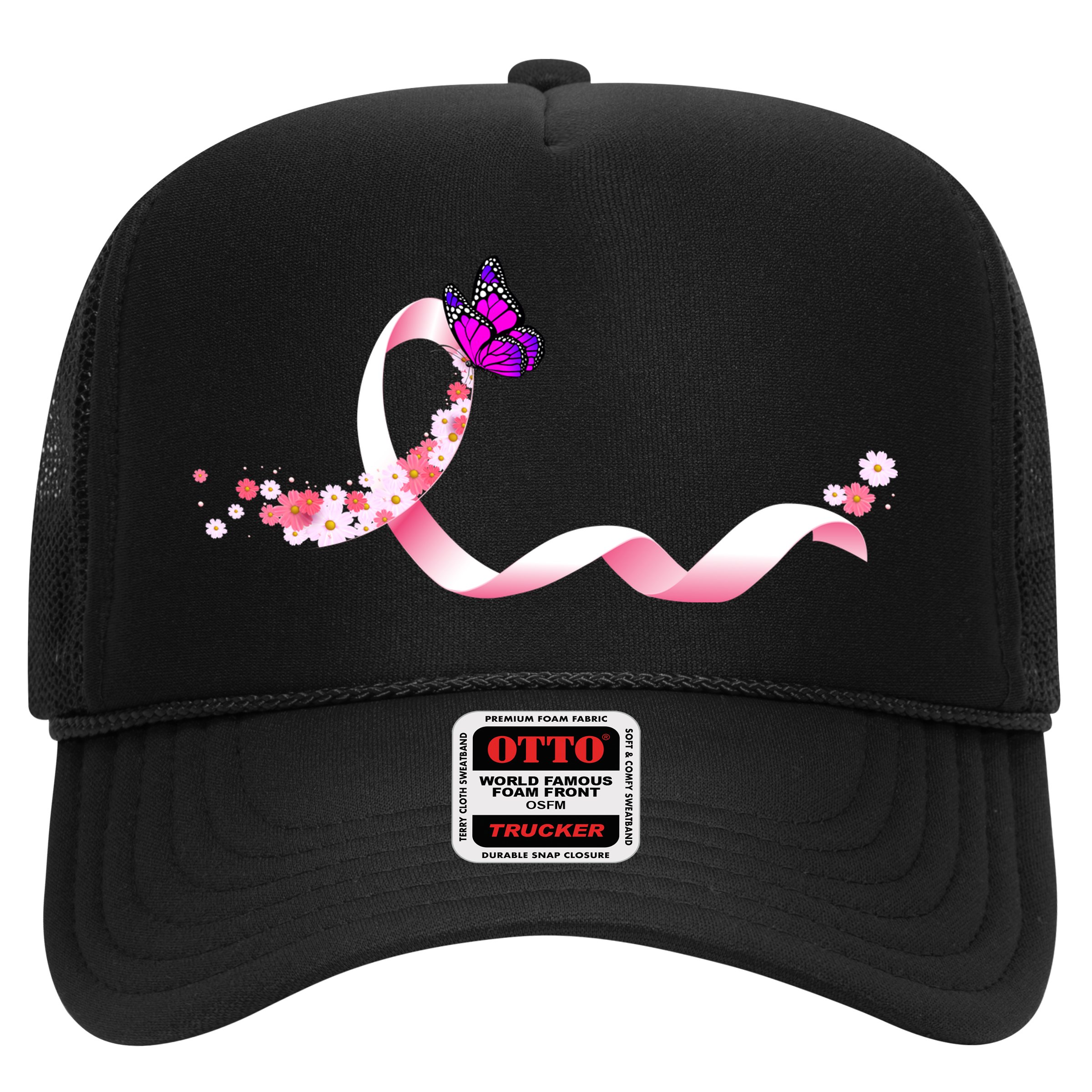 Cute Pink Ribbon Butterfly Breast Cancer Awareness Hat