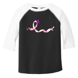 Cute Pink Ribbon Butterfly Breast Cancer Awareness Toddler Fine Jersey T-Shirt