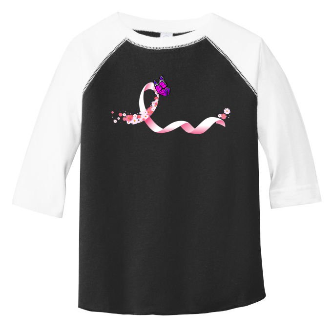 Cute Pink Ribbon Butterfly Breast Cancer Awareness Toddler Fine Jersey T-Shirt