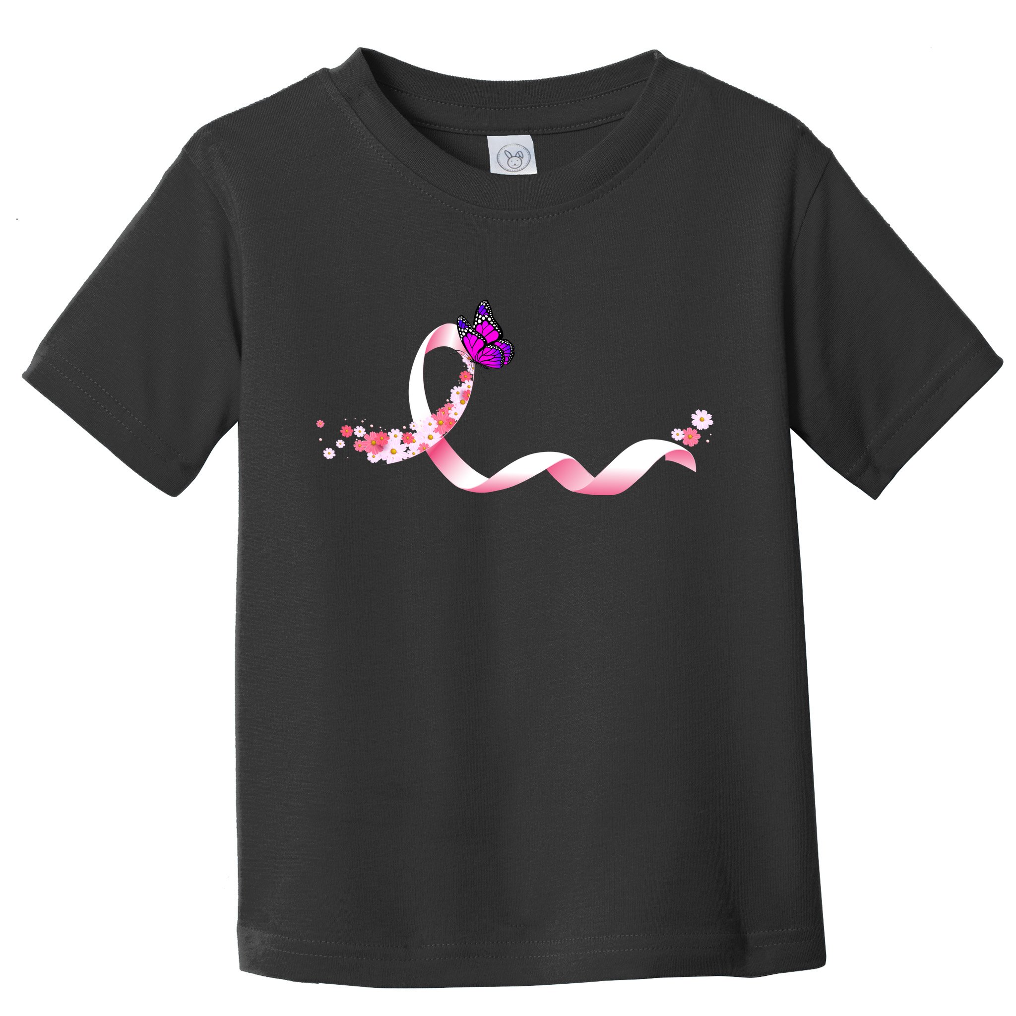 Cute Pink Ribbon Butterfly Breast Cancer Awareness Toddler T-Shirt