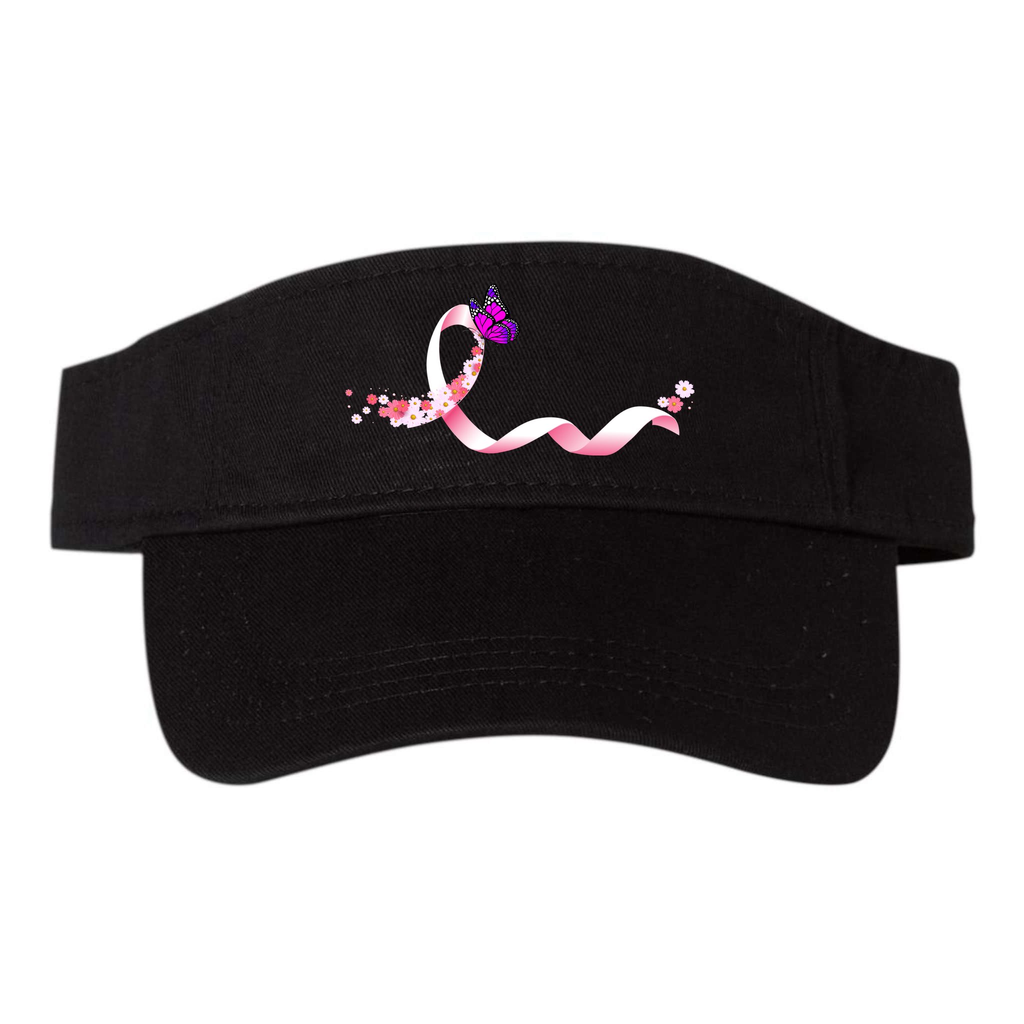 Cute Pink Ribbon Butterfly Breast Cancer Awareness Visor
