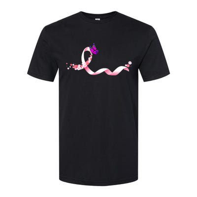 Cute Pink Ribbon Butterfly Breast Cancer Awareness Softstyle CVC T-Shirt