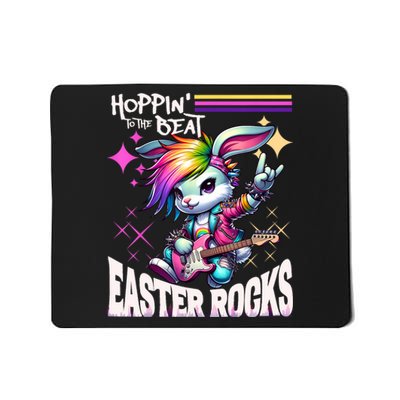 Cute Punk Rocking Bunny Hopping Rabbit Easter Rocks Mousepad