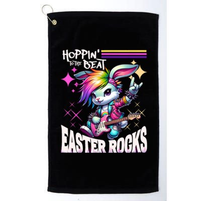 Cute Punk Rocking Bunny Hopping Rabbit Easter Rocks Platinum Collection Golf Towel