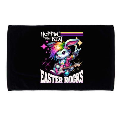 Cute Punk Rocking Bunny Hopping Rabbit Easter Rocks Microfiber Hand Towel