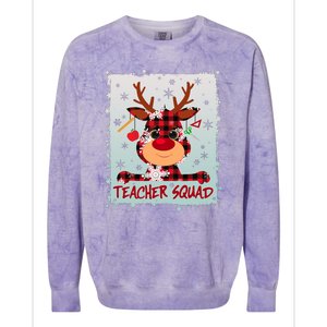 Cute Plaid Reindeer Teacher Squad Colorblast Crewneck Sweatshirt