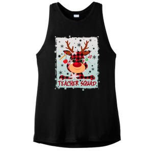 Cute Plaid Reindeer Teacher Squad Ladies PosiCharge Tri-Blend Wicking Tank