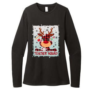 Cute Plaid Reindeer Teacher Squad Womens CVC Long Sleeve Shirt