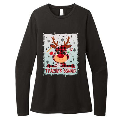 Cute Plaid Reindeer Teacher Squad Womens CVC Long Sleeve Shirt