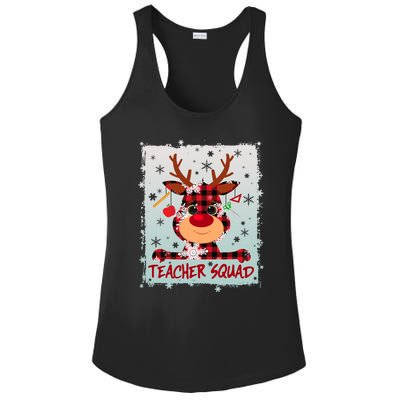 Cute Plaid Reindeer Teacher Squad Ladies PosiCharge Competitor Racerback Tank