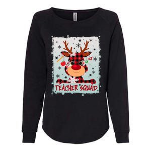 Cute Plaid Reindeer Teacher Squad Womens California Wash Sweatshirt