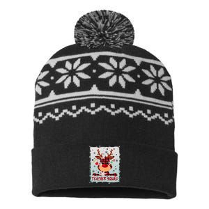 Cute Plaid Reindeer Teacher Squad USA-Made Snowflake Beanie