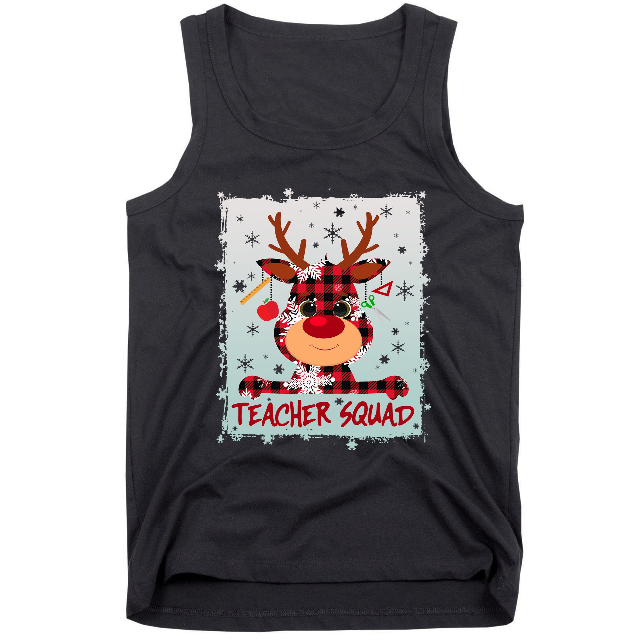 Cute Plaid Reindeer Teacher Squad Tank Top
