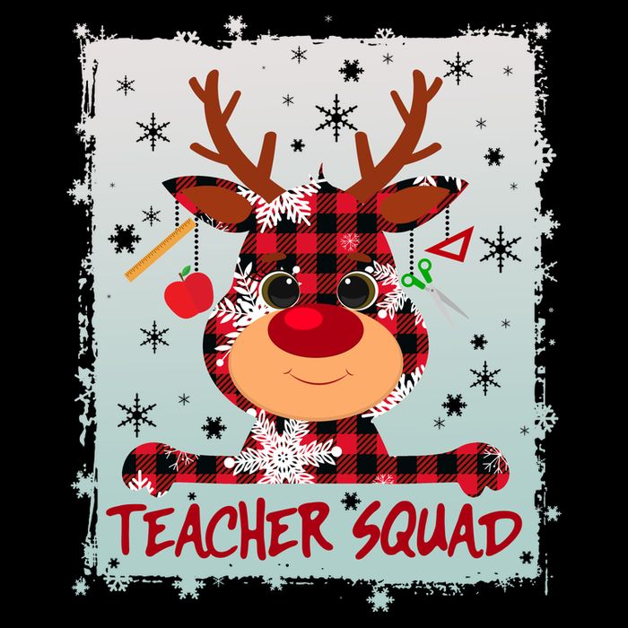 Cute Plaid Reindeer Teacher Squad Tank Top