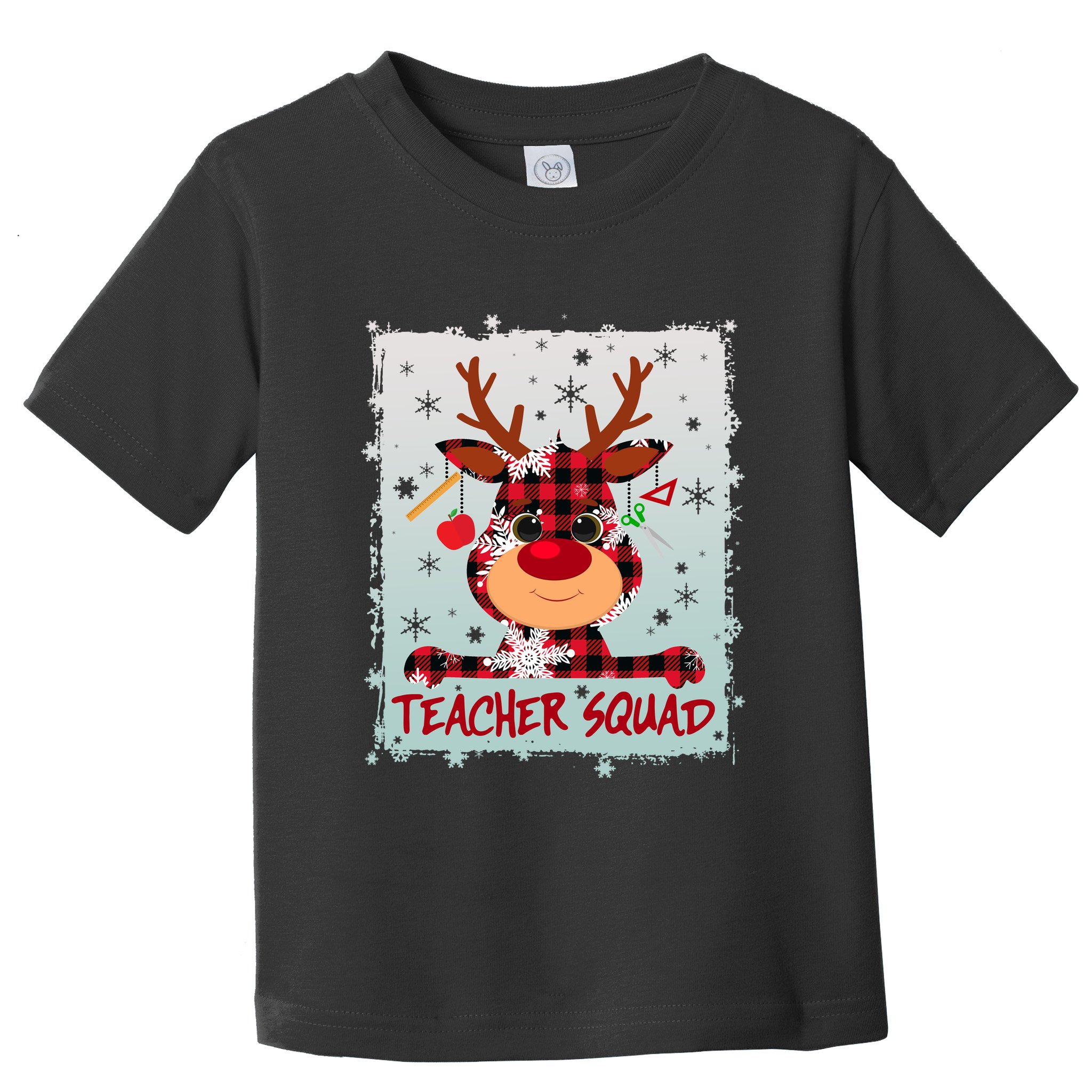 Cute Plaid Reindeer Teacher Squad Toddler T-Shirt