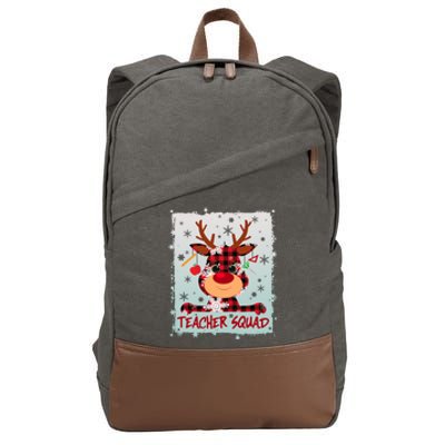 Cute Plaid Reindeer Teacher Squad Cotton Canvas Backpack