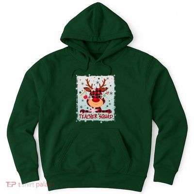 Cute Plaid Reindeer Teacher Squad Hoodie