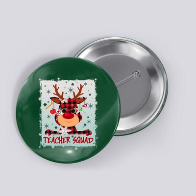 Cute Plaid Reindeer Teacher Squad Button