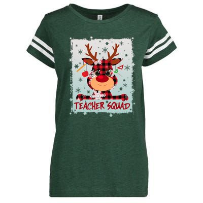 Cute Plaid Reindeer Teacher Squad Enza Ladies Jersey Football T-Shirt