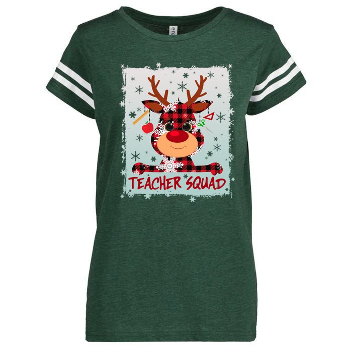 Cute Plaid Reindeer Teacher Squad Enza Ladies Jersey Football T-Shirt