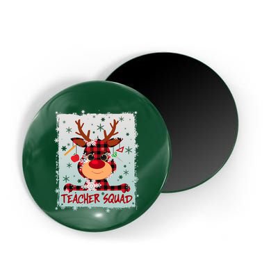 Cute Plaid Reindeer Teacher Squad Magnet
