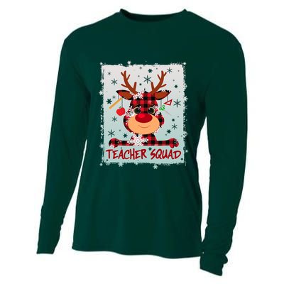 Cute Plaid Reindeer Teacher Squad Cooling Performance Long Sleeve Crew