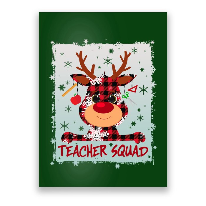 Cute Plaid Reindeer Teacher Squad Poster