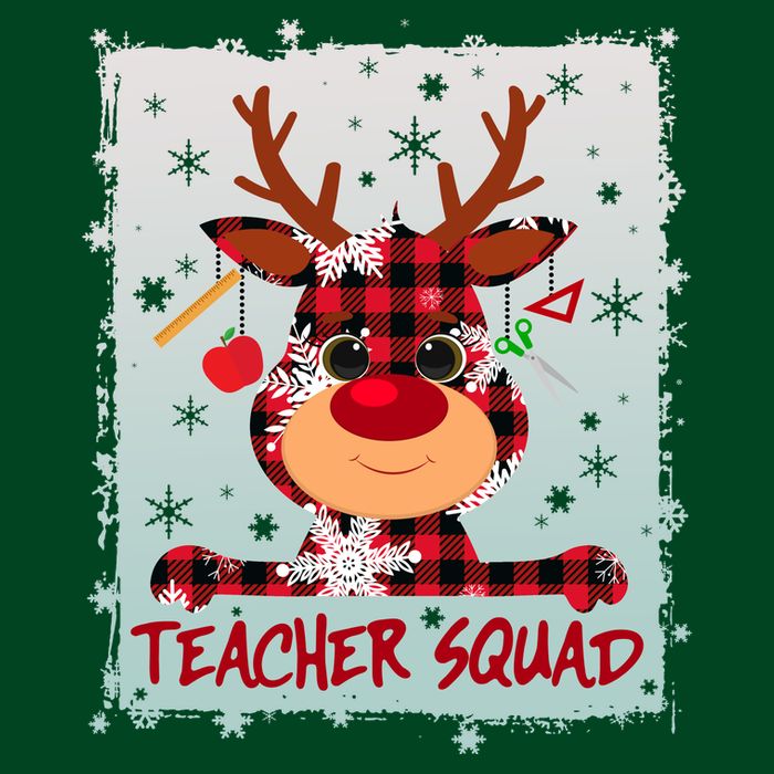 Cute Plaid Reindeer Teacher Squad Poster