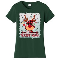 Cute Plaid Reindeer Teacher Squad Women's T-Shirt