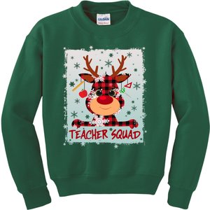 Cute Plaid Reindeer Teacher Squad Kids Sweatshirt