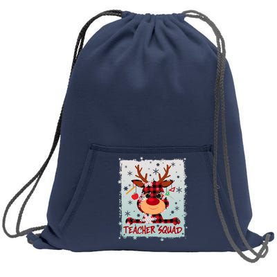 Cute Plaid Reindeer Teacher Squad Sweatshirt Cinch Pack Bag