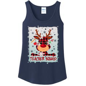 Cute Plaid Reindeer Teacher Squad Ladies Essential Tank