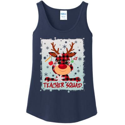 Cute Plaid Reindeer Teacher Squad Ladies Essential Tank