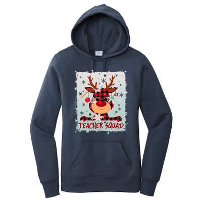 Cute Plaid Reindeer Teacher Squad Women's Pullover Hoodie