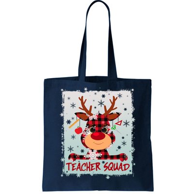 Cute Plaid Reindeer Teacher Squad Tote Bag