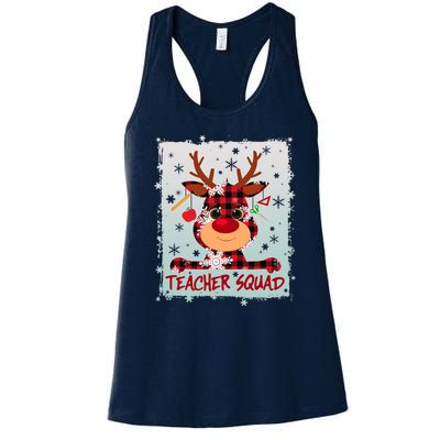 Cute Plaid Reindeer Teacher Squad Women's Racerback Tank