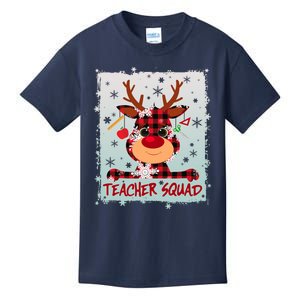 Cute Plaid Reindeer Teacher Squad Kids T-Shirt