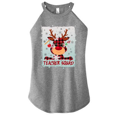 Cute Plaid Reindeer Teacher Squad Women's Perfect Tri Rocker Tank